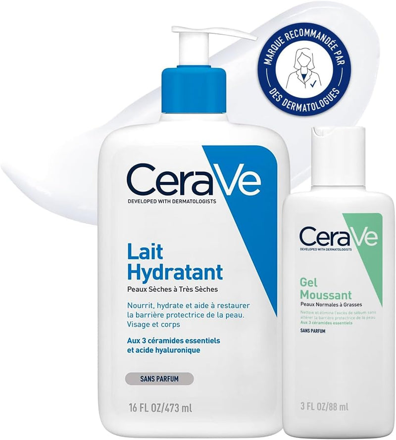 Routine hydratante — gel moussant et lait CeraVe