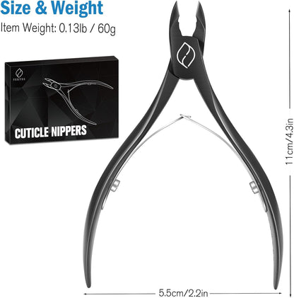 Coupe-Cuticules  Ä 1/2 Mâchoire - Coupe-Ongles En Acier Inoxydable De Qualité Professionnelle, Pince Ä Double Ressort. Outil De Manucure Pédicure, FL-N301,BLACK