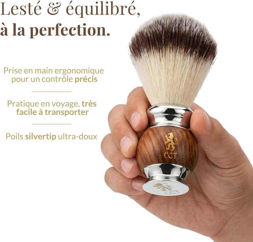 The Cambridge Cut Throat Blaireau Rasage De Haute Qualité Pour Hommes En Bois Et Acier Inoxydable, Poils Végétaliens Synthétiques