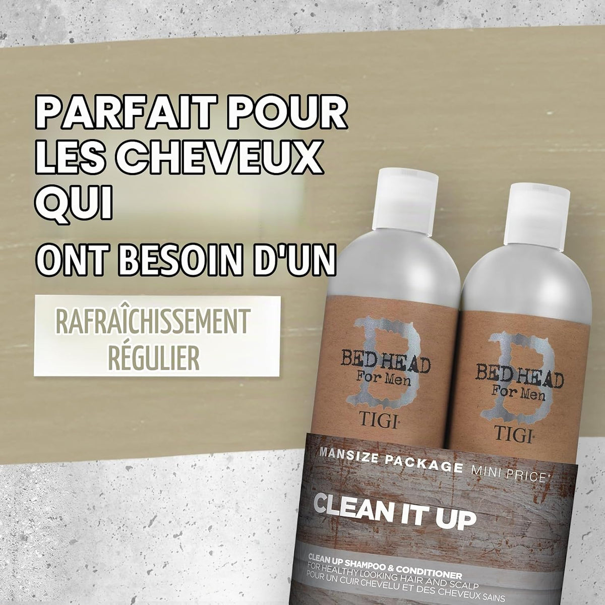 Bed Head for Men by  Clean up Shampoing & Après-Shampoing, 2X 750Ml