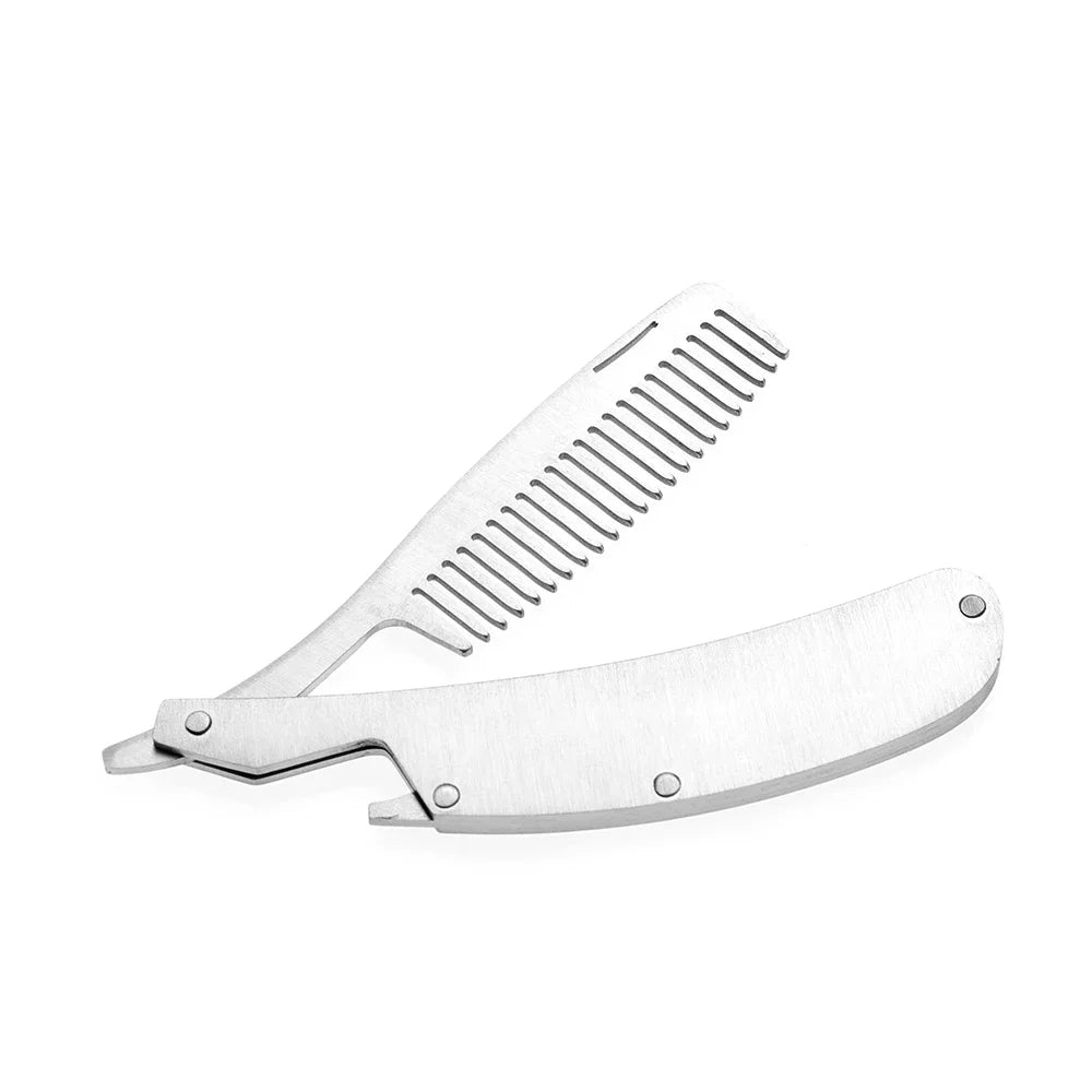 Peigne À Moustache Pliable En Acier Inoxydable