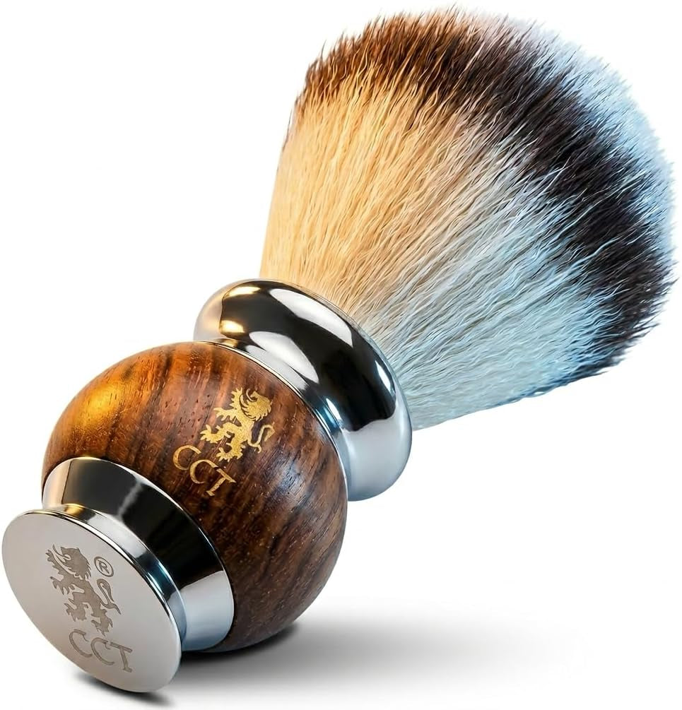 The Cambridge Cut Throat Blaireau Rasage De Haute Qualité Pour Hommes En Bois Et Acier Inoxydable, Poils Végétaliens Synthétiques