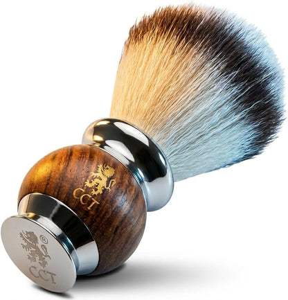 The Cambridge Cut Throat Blaireau Rasage De Haute Qualité Pour Hommes En Bois Et Acier Inoxydable, Poils Végétaliens Synthétiques