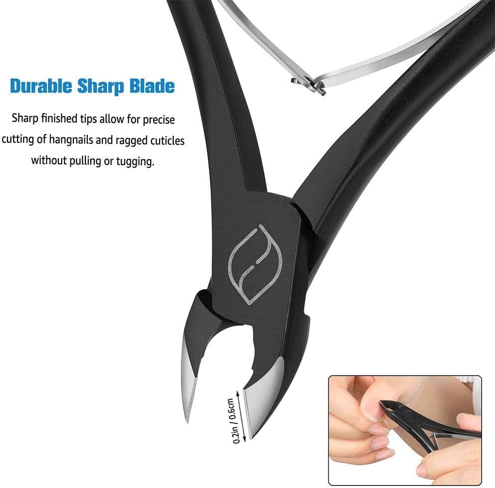 Coupe-Cuticules  Ä 1/2 Mâchoire - Coupe-Ongles En Acier Inoxydable De Qualité Professionnelle, Pince Ä Double Ressort. Outil De Manucure Pédicure, FL-N301,BLACK