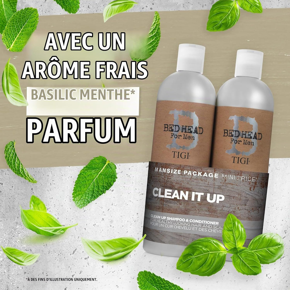 Bed Head for Men by  Clean up Shampoing & Après-Shampoing, 2X 750Ml