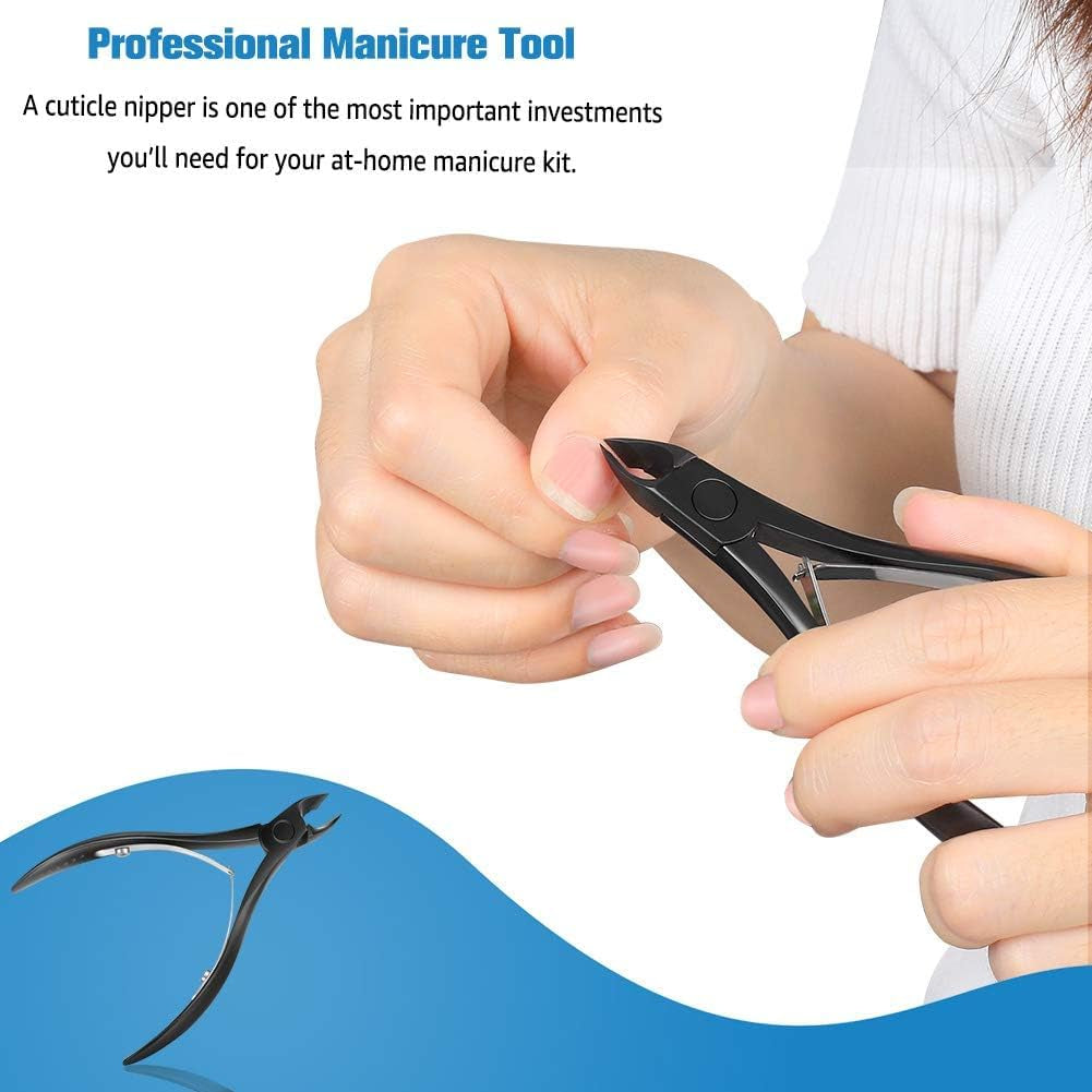 Coupe-Cuticules  Ä 1/2 Mâchoire - Coupe-Ongles En Acier Inoxydable De Qualité Professionnelle, Pince Ä Double Ressort. Outil De Manucure Pédicure, FL-N301,BLACK